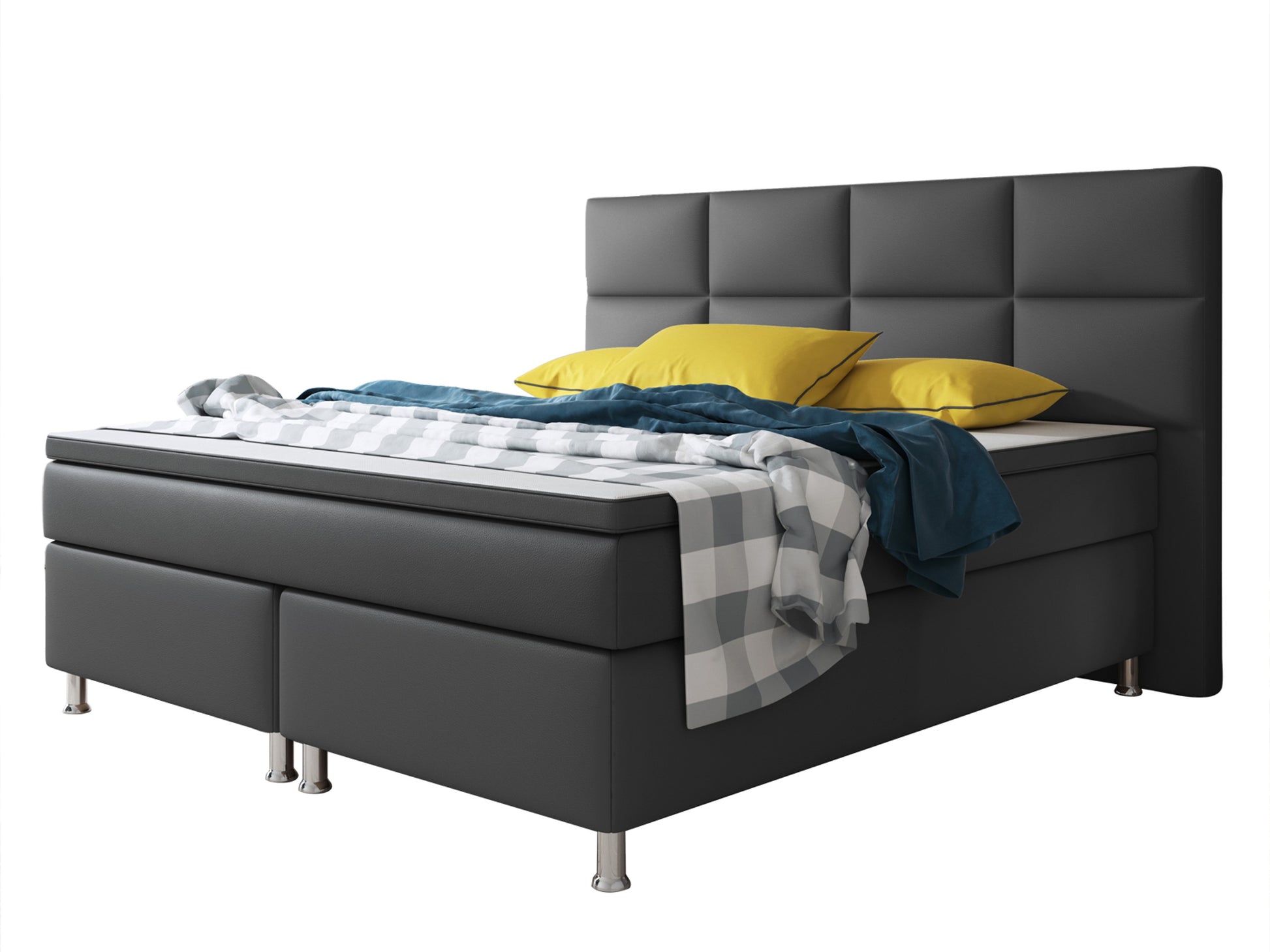 Boxspringbett Miami 180x200 cm Kunstleder Anthrazit - Interbed