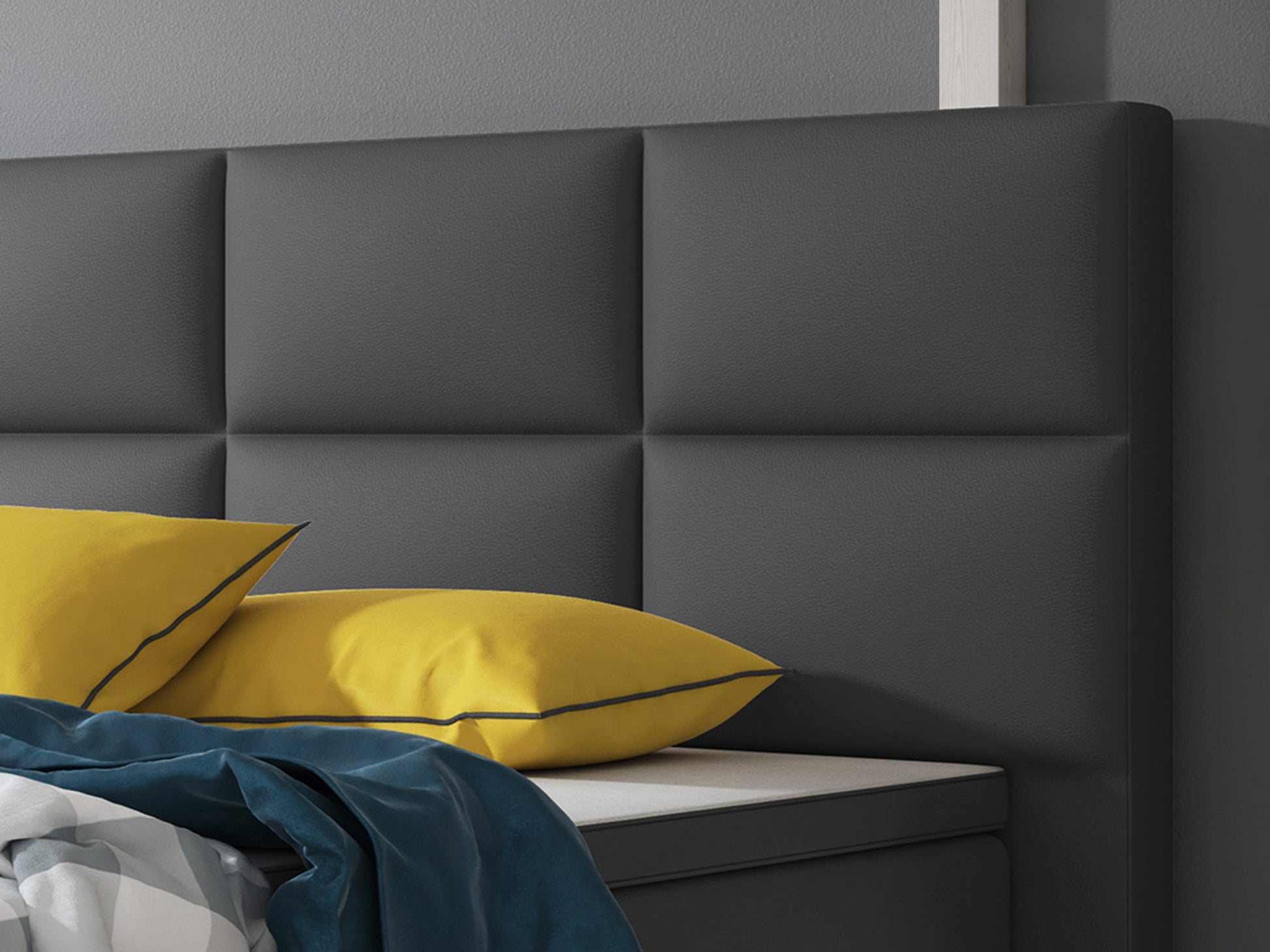 Boxspringbett Miami 180x200 cm Kunstleder Anthrazit - Interbed