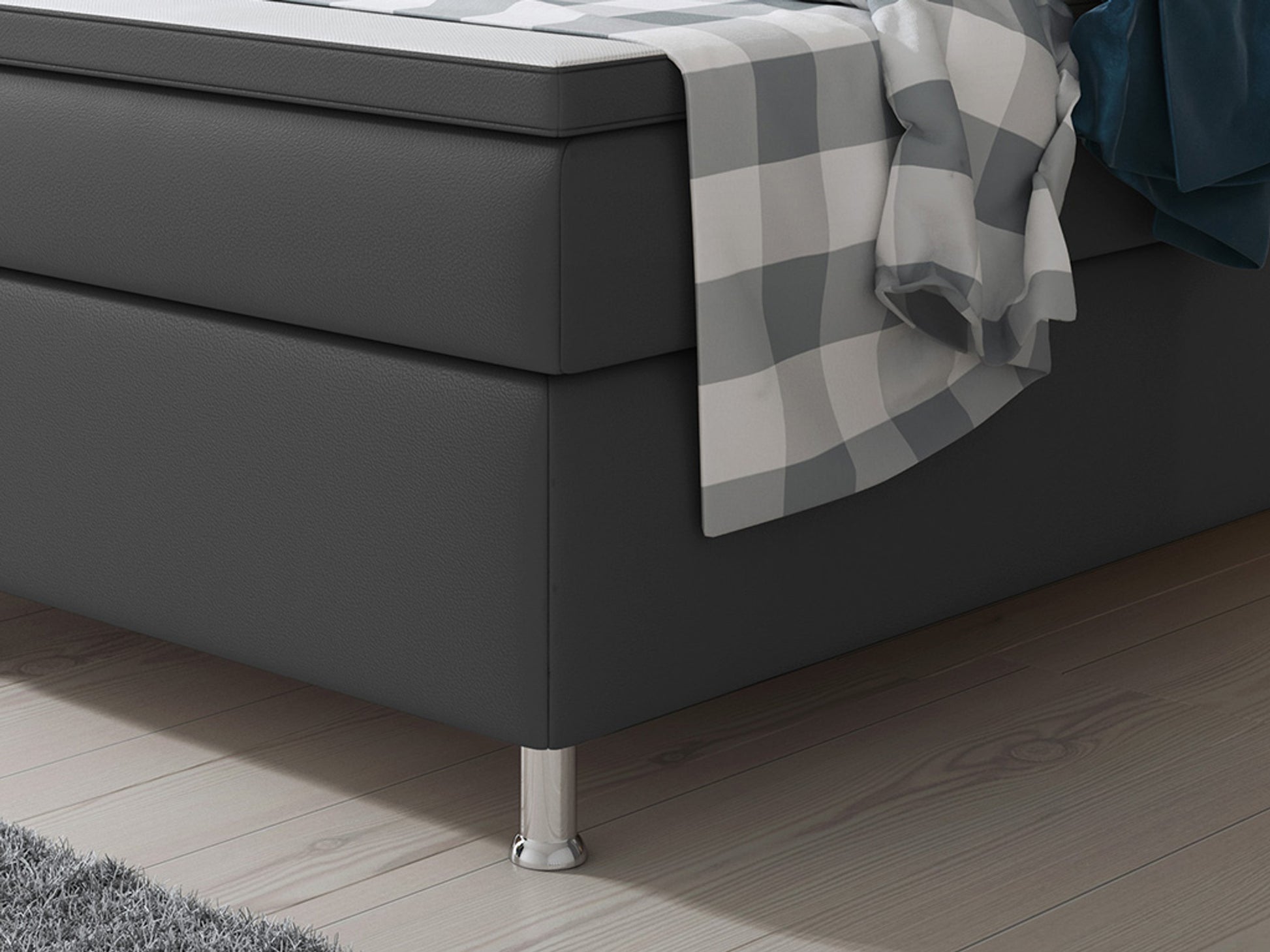 Boxspringbett Miami 180x200 cm Kunstleder Anthrazit - Interbed