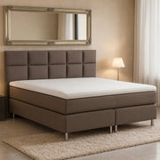 Boxspringbett MIAMI 180x200 cm Webstoff Anthrazit mit 7 Zonen Taschenfederkern-Matratze mit Visco-Topper - Interbed