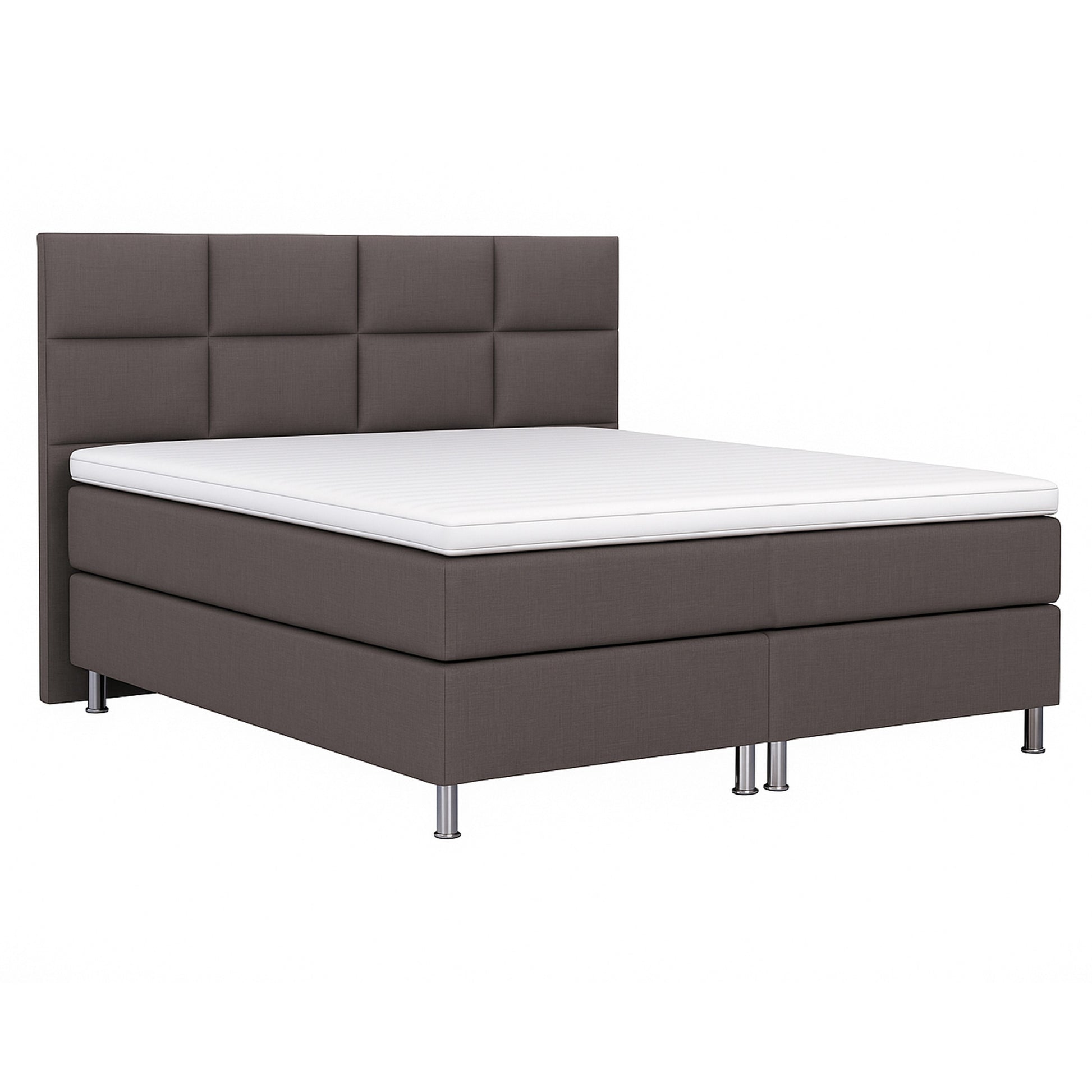 Boxspringbett MIAMI 180x200 cm Webstoff Anthrazit mit 7 Zonen Taschenfederkern-Matratze mit Visco-Topper - Interbed