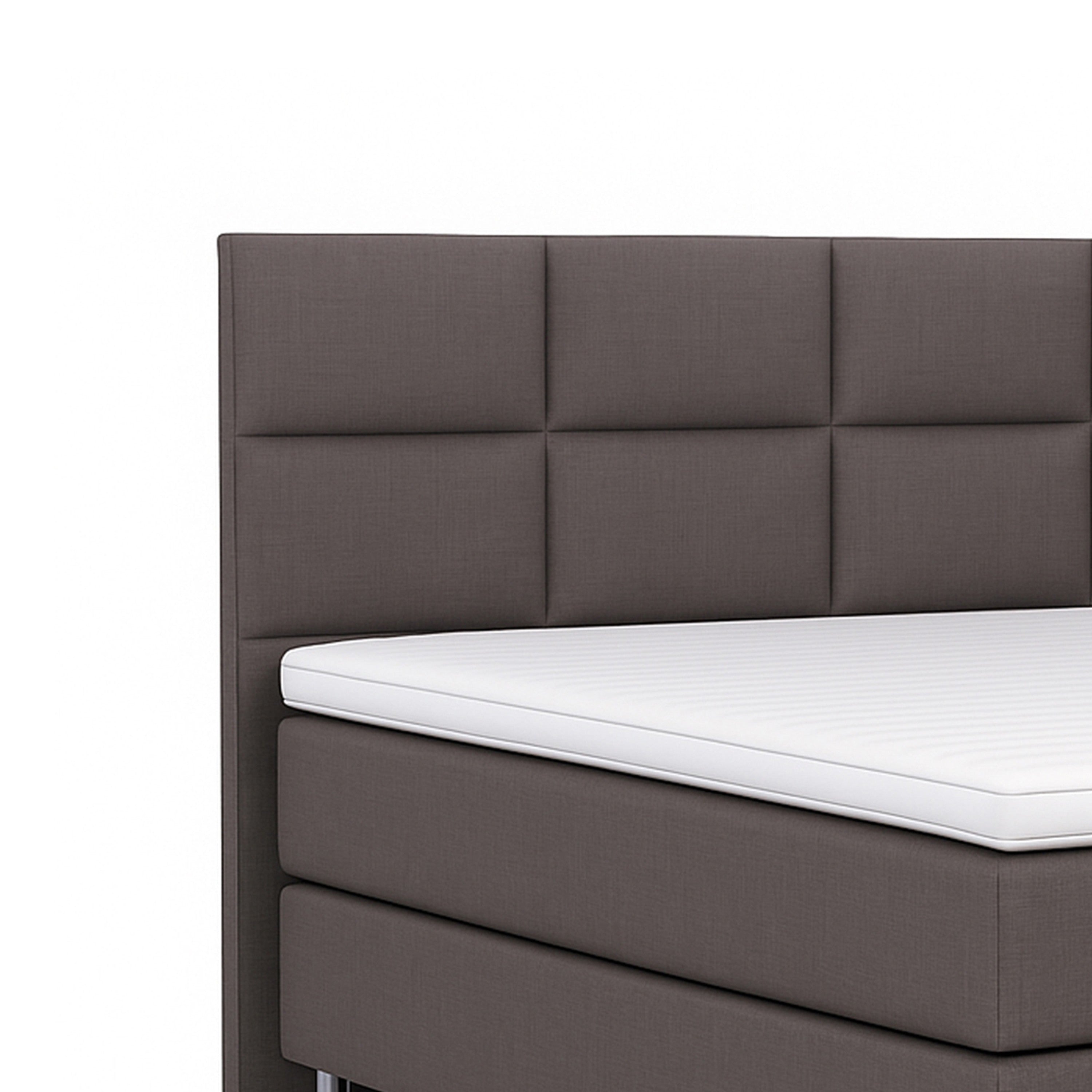 Boxspringbett MIAMI 180x200 cm Webstoff Anthrazit mit 7 Zonen Taschenfederkern-Matratze mit Visco-Topper - Interbed