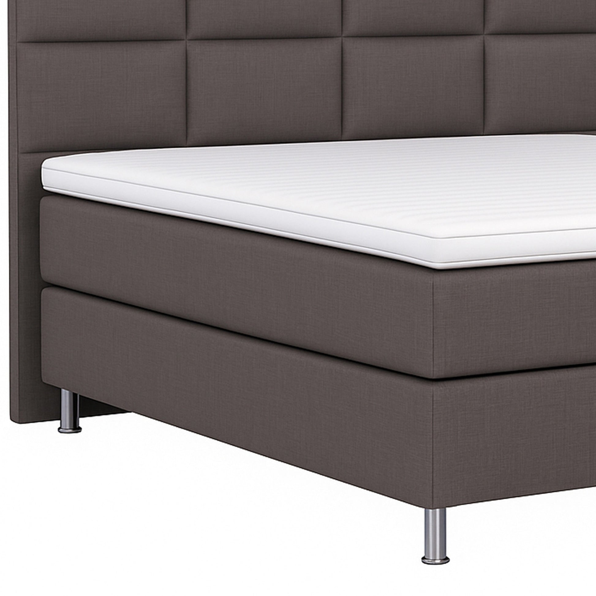 Boxspringbett MIAMI 180x200 cm Webstoff Anthrazit mit 7 Zonen Taschenfederkern-Matratze mit Visco-Topper - Interbed