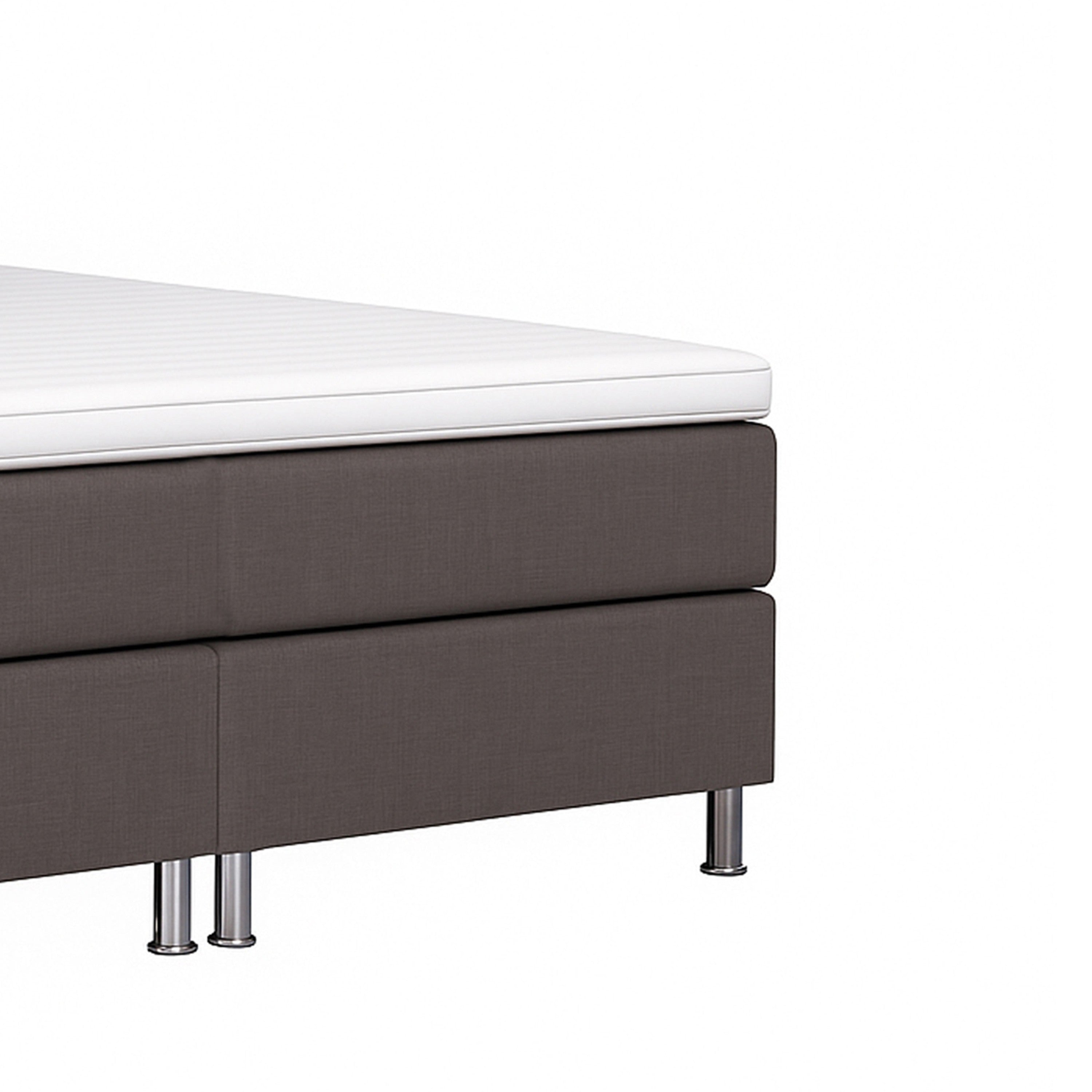 Boxspringbett MIAMI 180x200 cm Webstoff Anthrazit mit 7 Zonen Taschenfederkern-Matratze mit Visco-Topper - Interbed