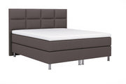 Boxspringbett MIAMI 180x200 cm Webstoff Anthrazit mit 7 Zonen Taschenfederkern-Matratze mit Visco-Topper - Interbed