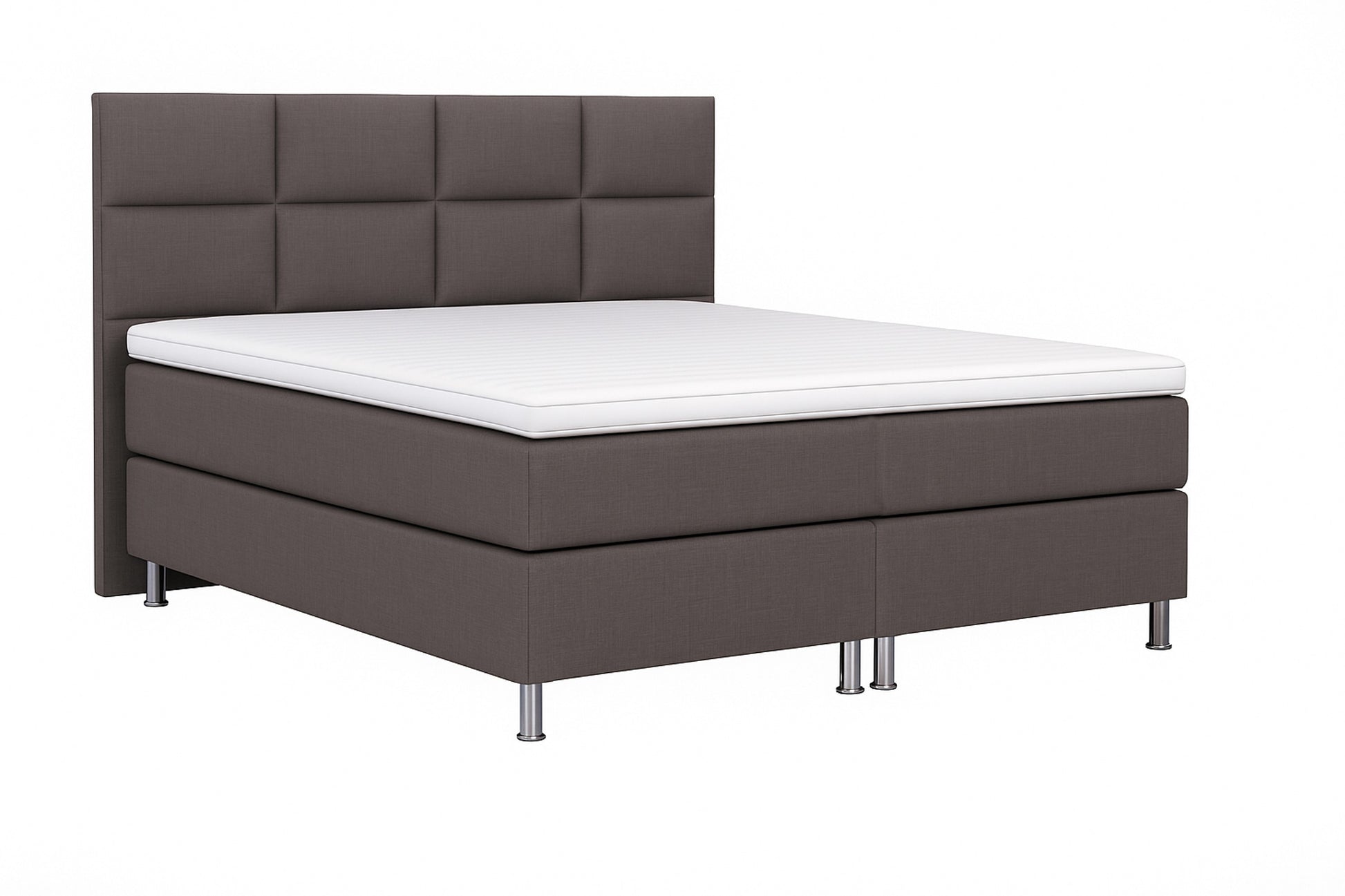 Boxspringbett MIAMI 180x200 cm Webstoff Anthrazit mit 7 Zonen Taschenfederkern-Matratze mit Visco-Topper - Interbed