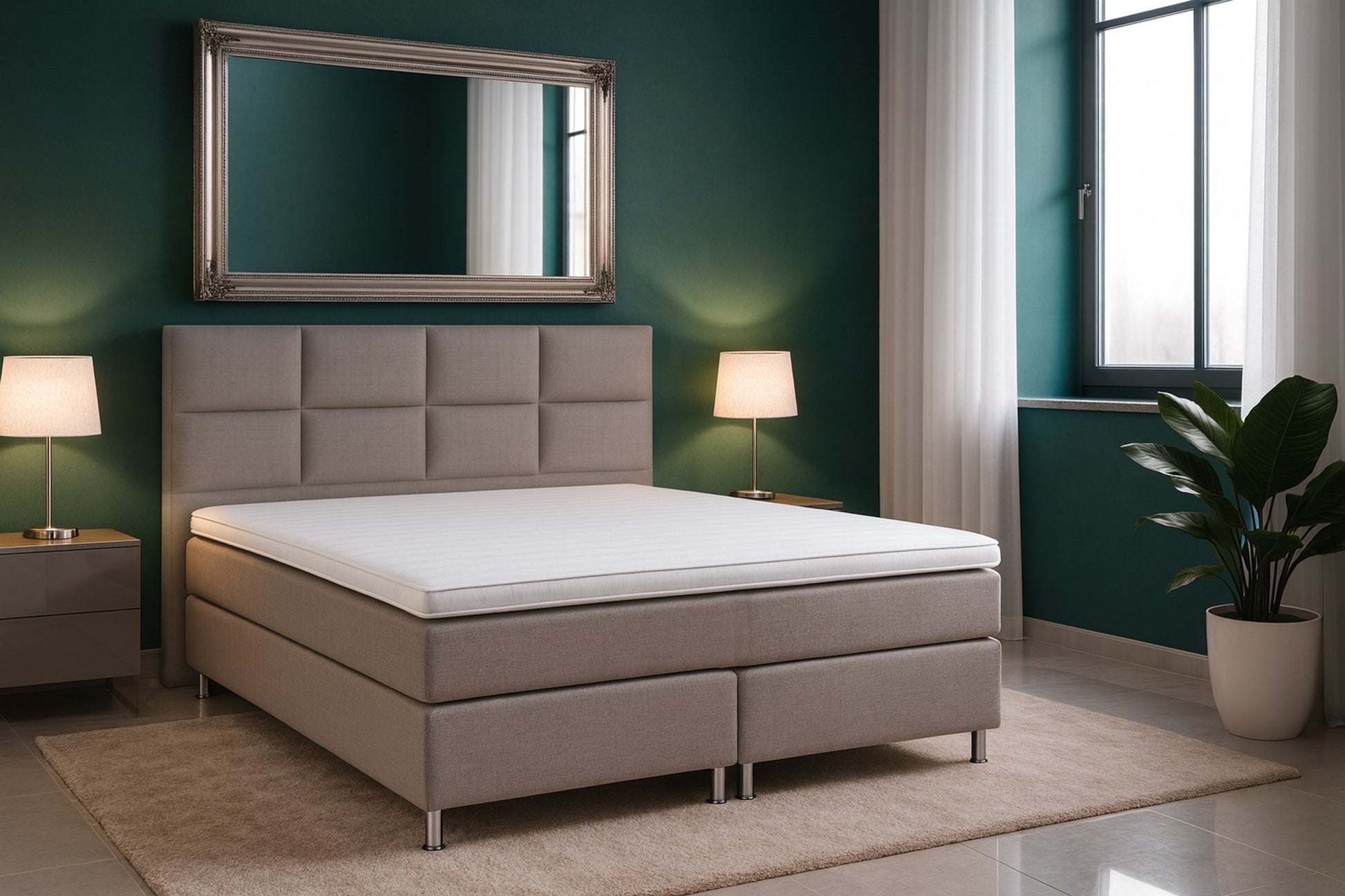 Boxspringbett MIAMI 180x200 cm Webstoff Silbergrau - Interbed