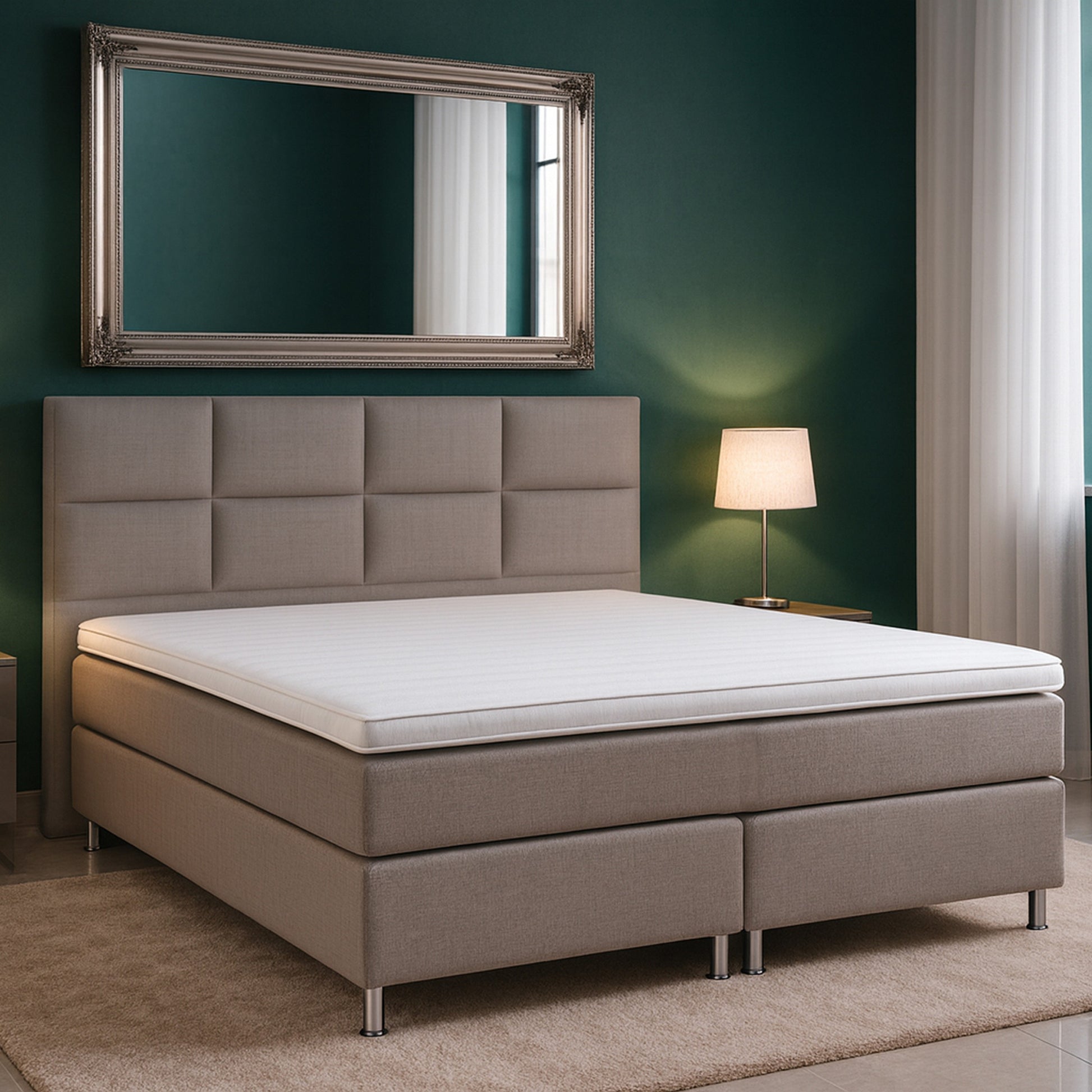 Boxspringbett MIAMI 180x200 cm Webstoff Silbergrau - Interbed