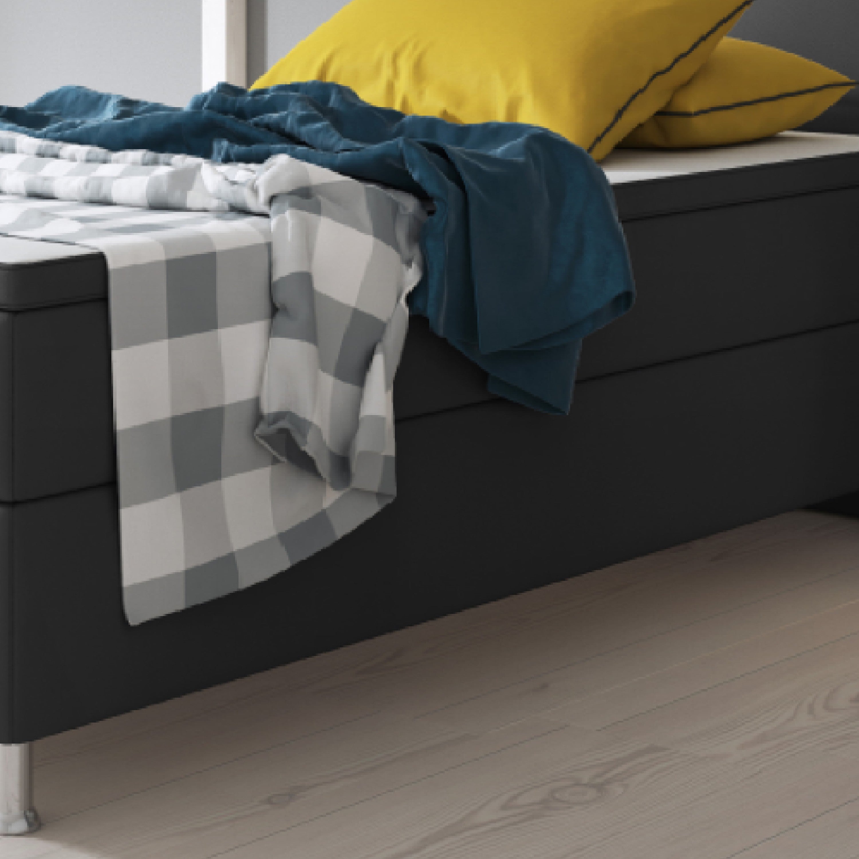 Boxspringbett Miami 90x200 cm Kunstleder Anthrazit - Interbed