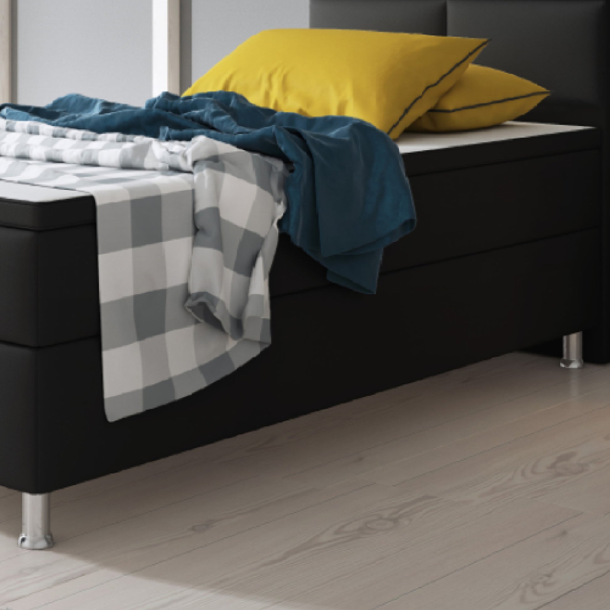 Boxspringbett Miami 90x200 cm Kunstleder schwarz - Interbed