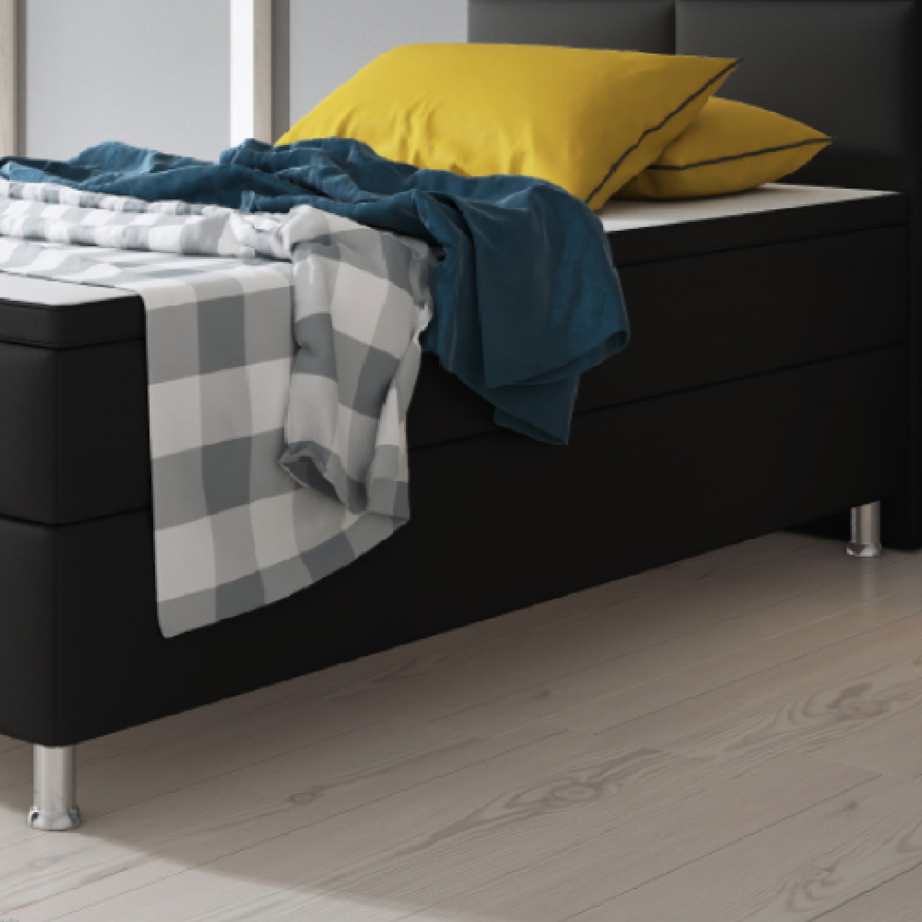 Boxspringbett Miami 90x200 cm Kunstleder schwarz - Interbed