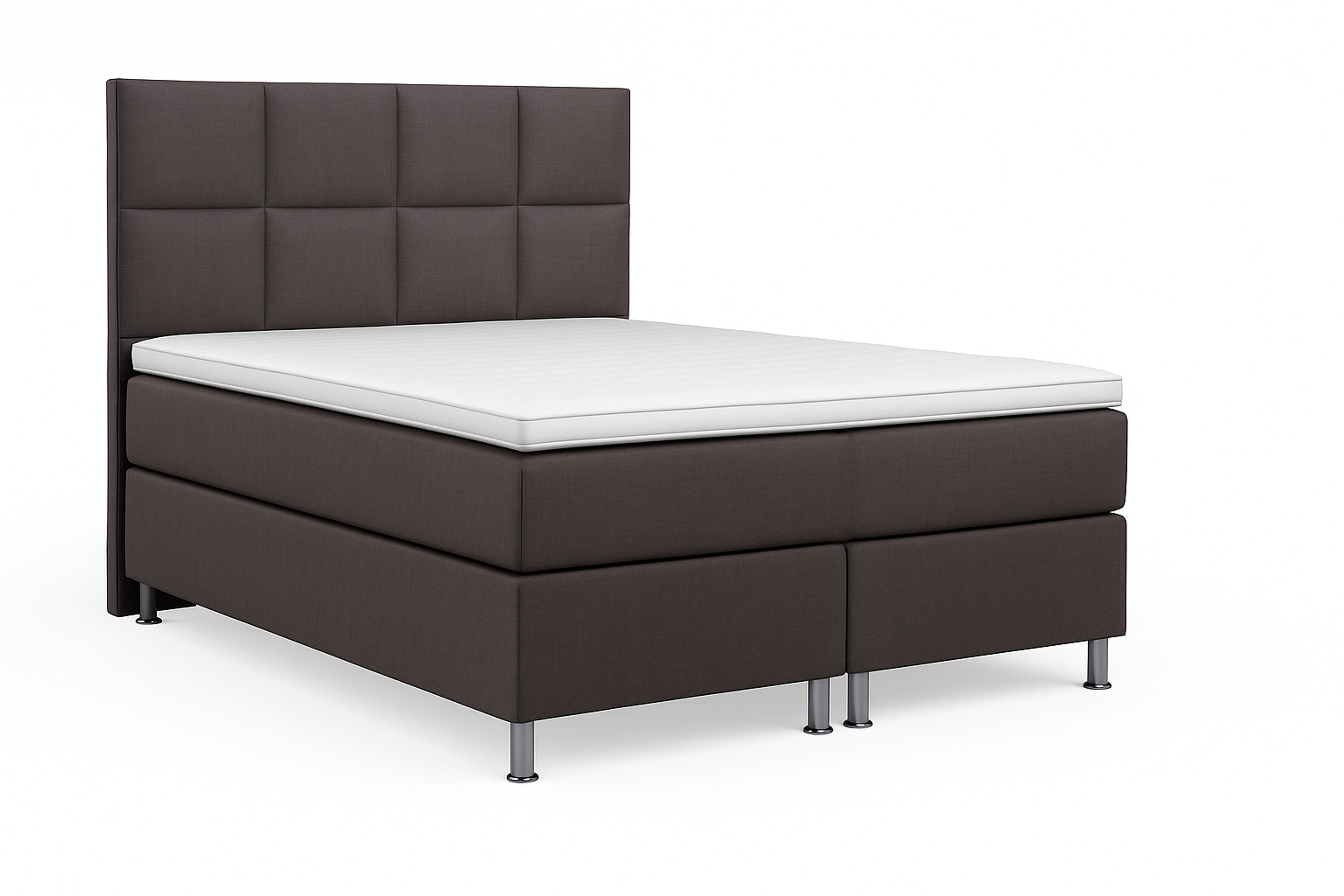 Boxspringbett MIAMI 140x200 Anthrazit – 7‑Zonen Tonnentaschenfederkern & Visco‑Topper