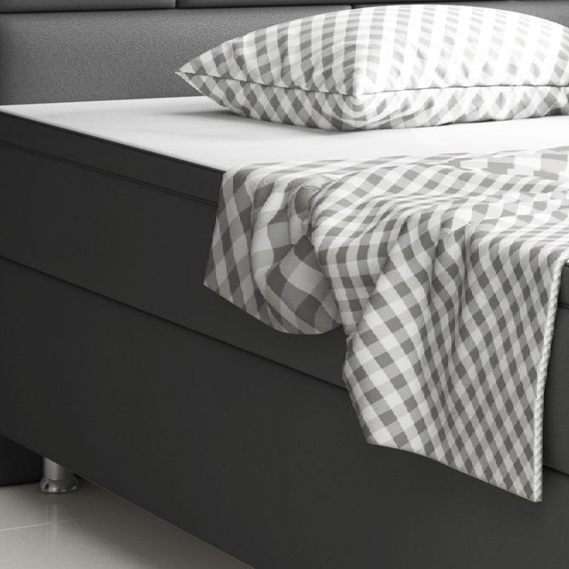 Boxspringbett Nizza 180x200 Anthrazit – Kunstleder & PU-Topper - Interbed