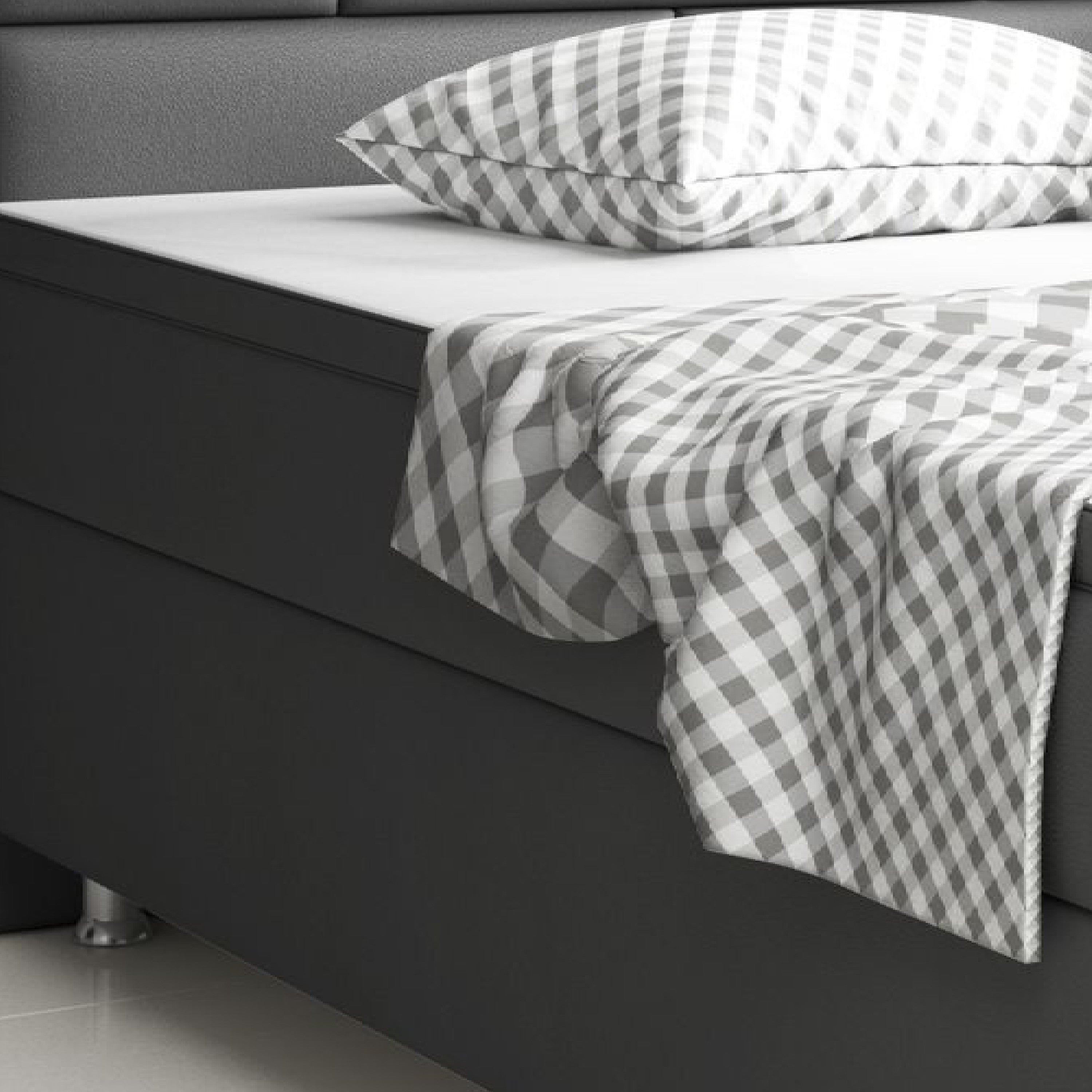 Boxspringbett Nizza 180x200 Anthrazit – Kunstleder & PU-Topper - Interbed