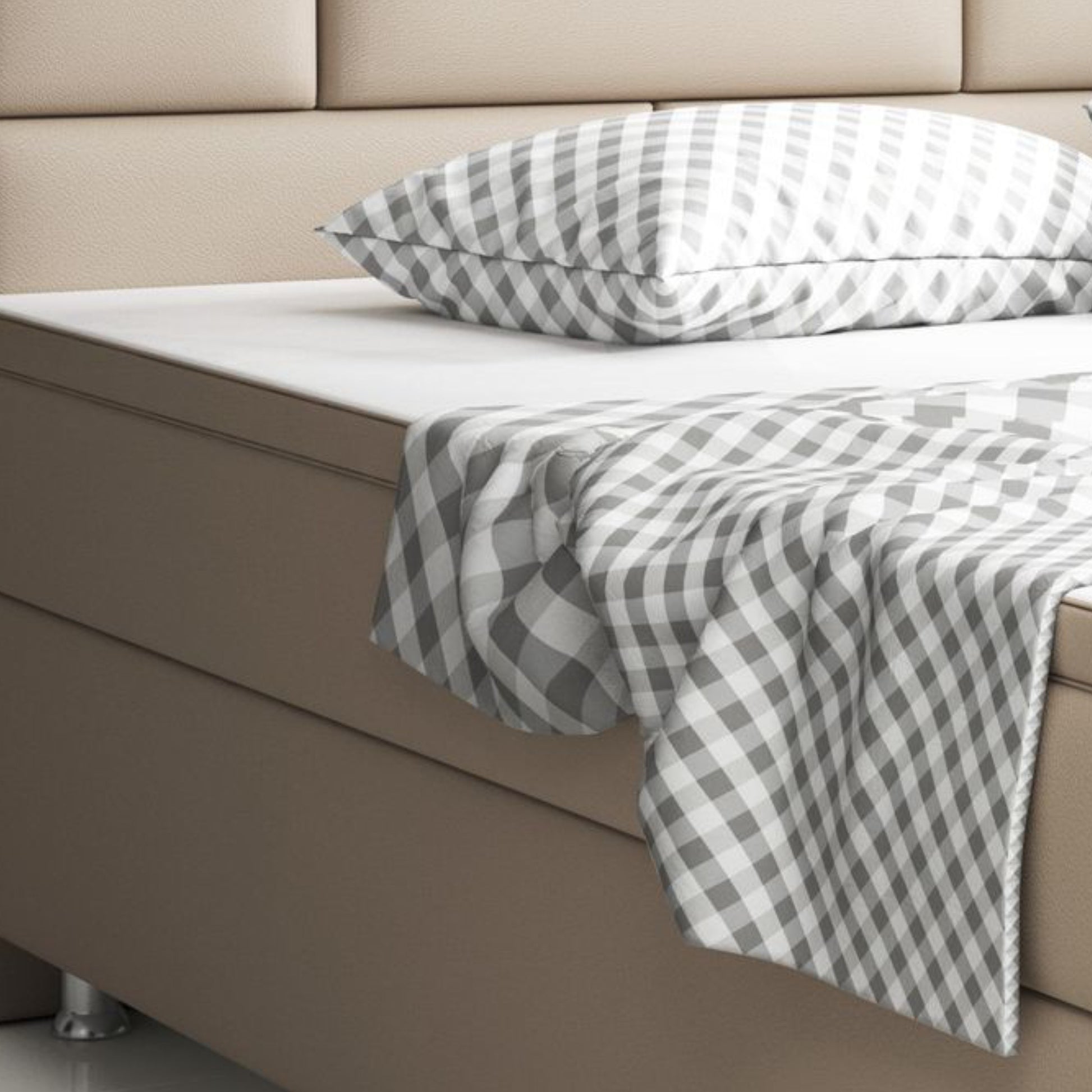 Boxspringbett Nizza 180x200 Muddy – Kunstleder, 7‑Zonen TFK & PU-Topper - Interbed