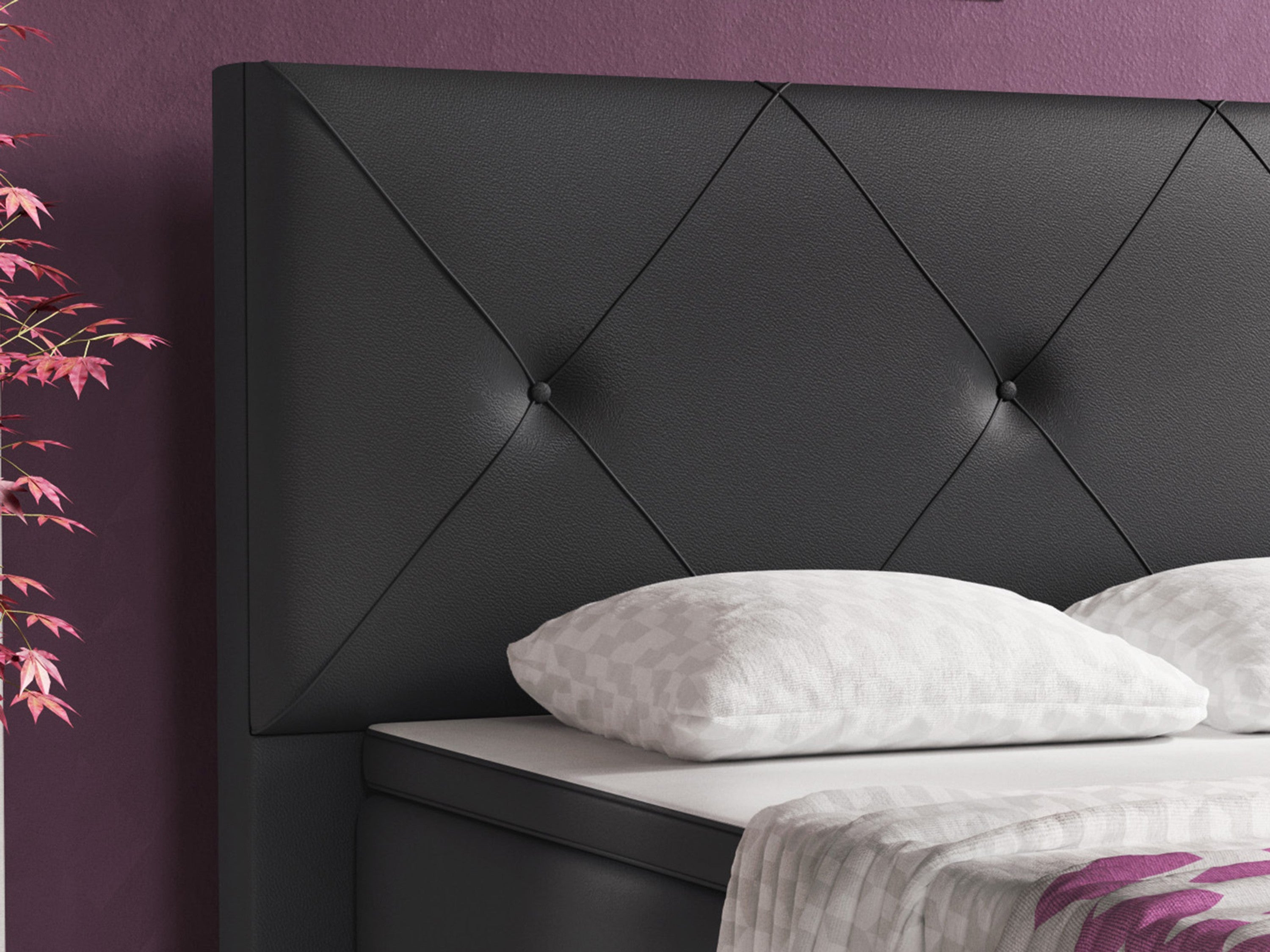 Boxspringbett Oxford 180x200 cm Kunstleder Anthrazit - Interbed