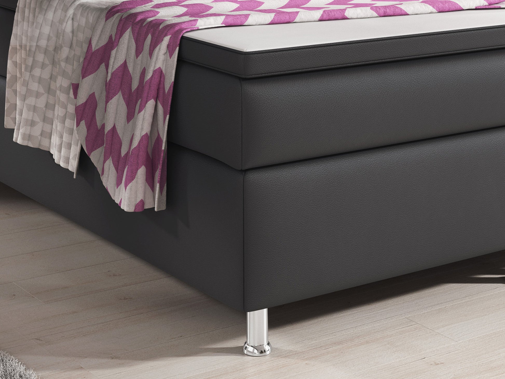 Boxspringbett Oxford 180x200 cm Kunstleder Anthrazit - Interbed