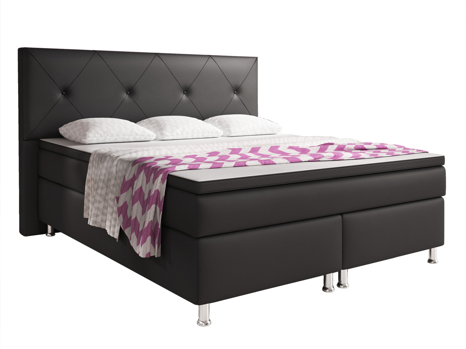 Boxspringbett Oxford 180x200 cm Kunstleder Schwarz - Interbed