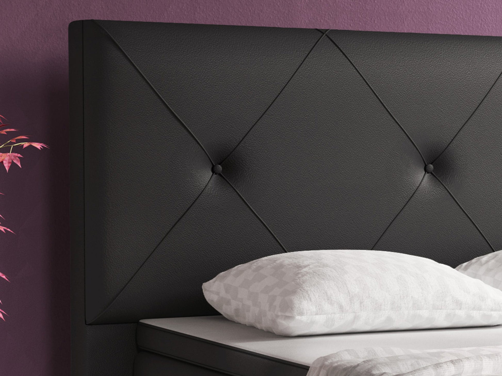 Boxspringbett Oxford 180x200 cm Kunstleder Schwarz - Interbed