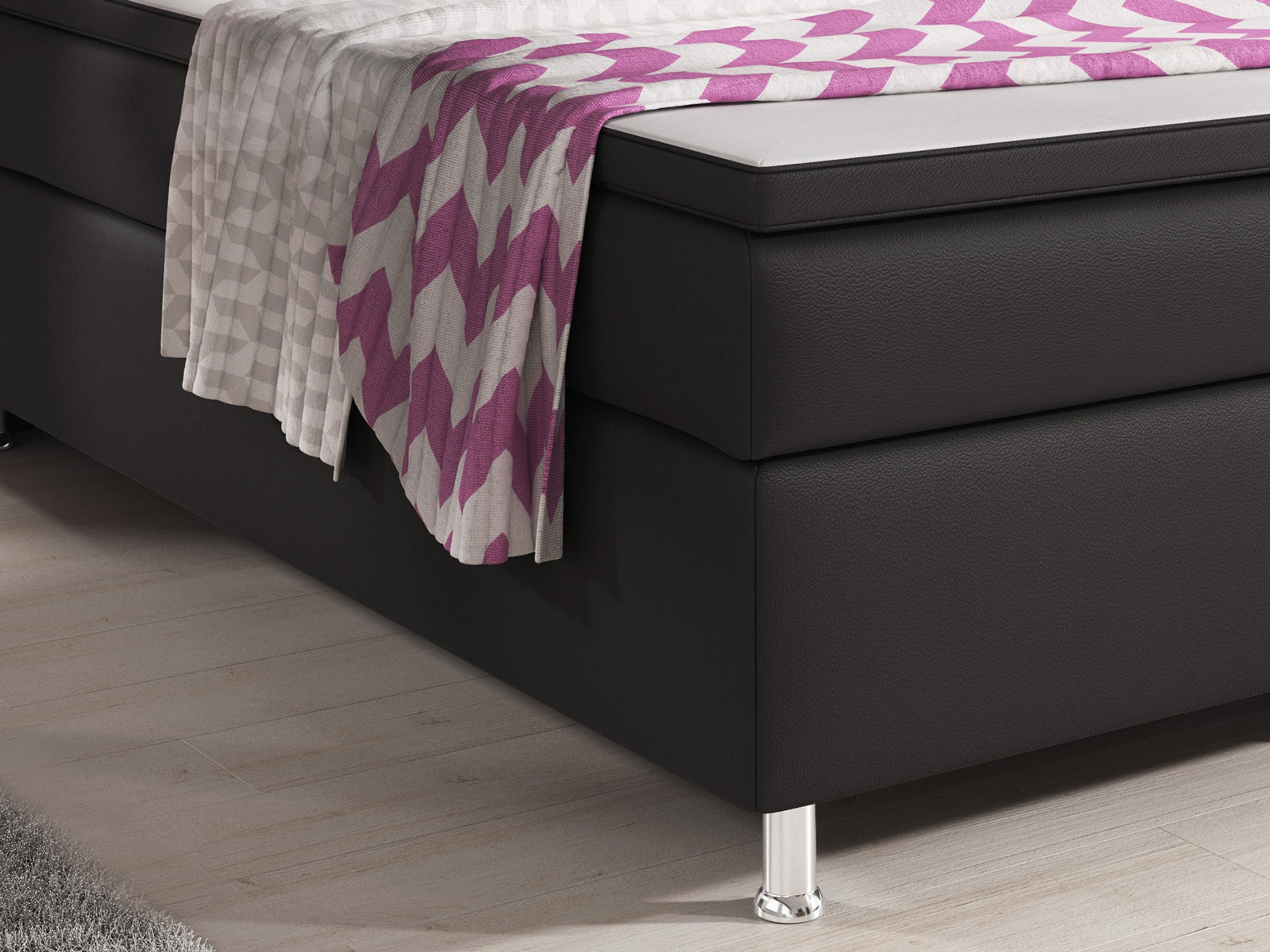 Boxspringbett Oxford 180x200 cm Kunstleder Schwarz - Interbed