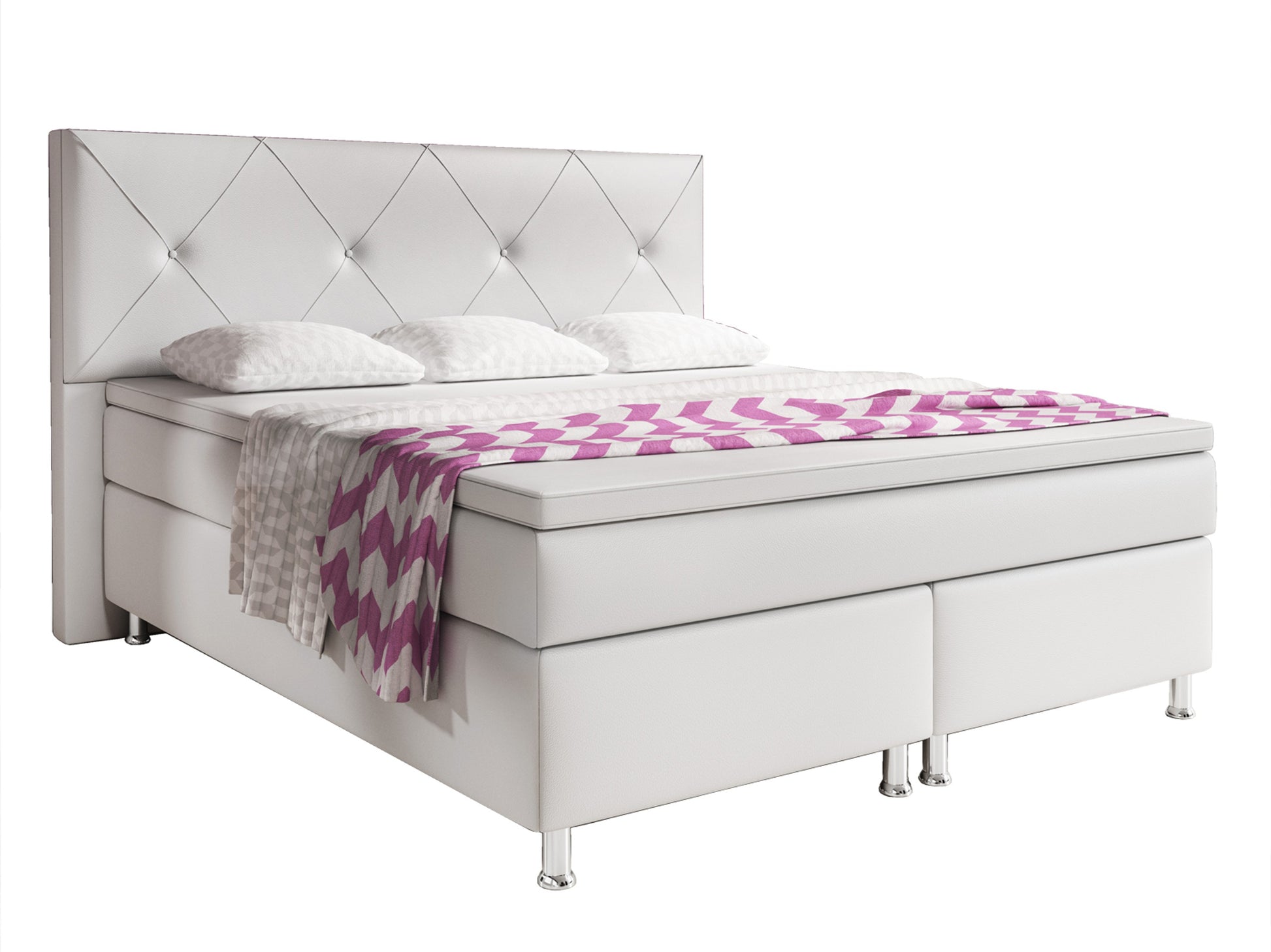 Boxspringbett Oxford 180x200 cm Kunstleder Weiß - Interbed