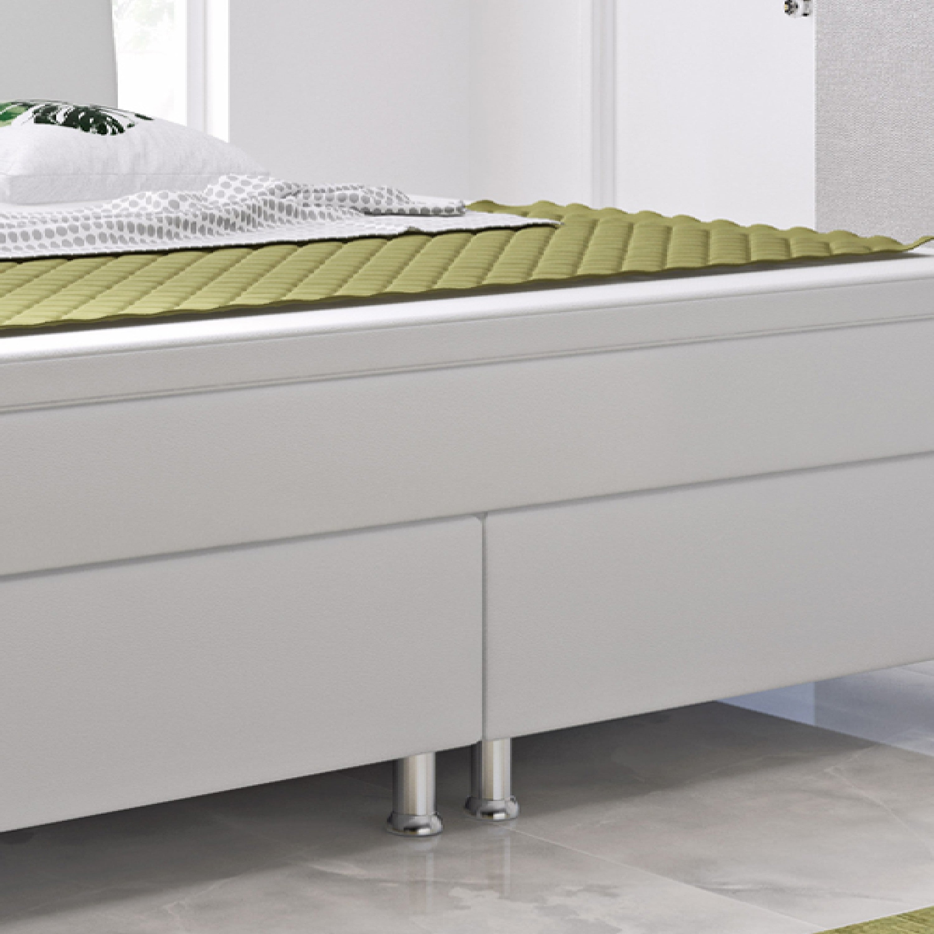 Boxspringbett Riva 180x200 Weiß – Kunstleder, Bonell-Federkern & Topper - Interbed