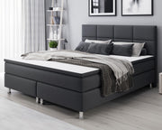Boxspringbett R001 180x200 cm Anthrazit – Webstoff & PU-Topper - Interbed