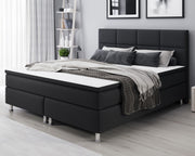Boxspringbett Rotterdam 180x200 cm – Webstoff Schwarz mit PU-Topper - Interbed