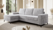 Ecksofa OSAKA Cord Grau mit Bettfunktion und Bettkasten Ottomane links - Interbed