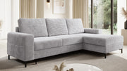 Ecksofa OSAKA Cord Grau 240x170 cm – Bettfunktion & Bettkasten (Ottomane rechts) - Interbed