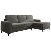Ecksofa OSAKA Cord Anthrazit mit Bettfunktion und Bettkasten Ottomane rechts - Interbed
