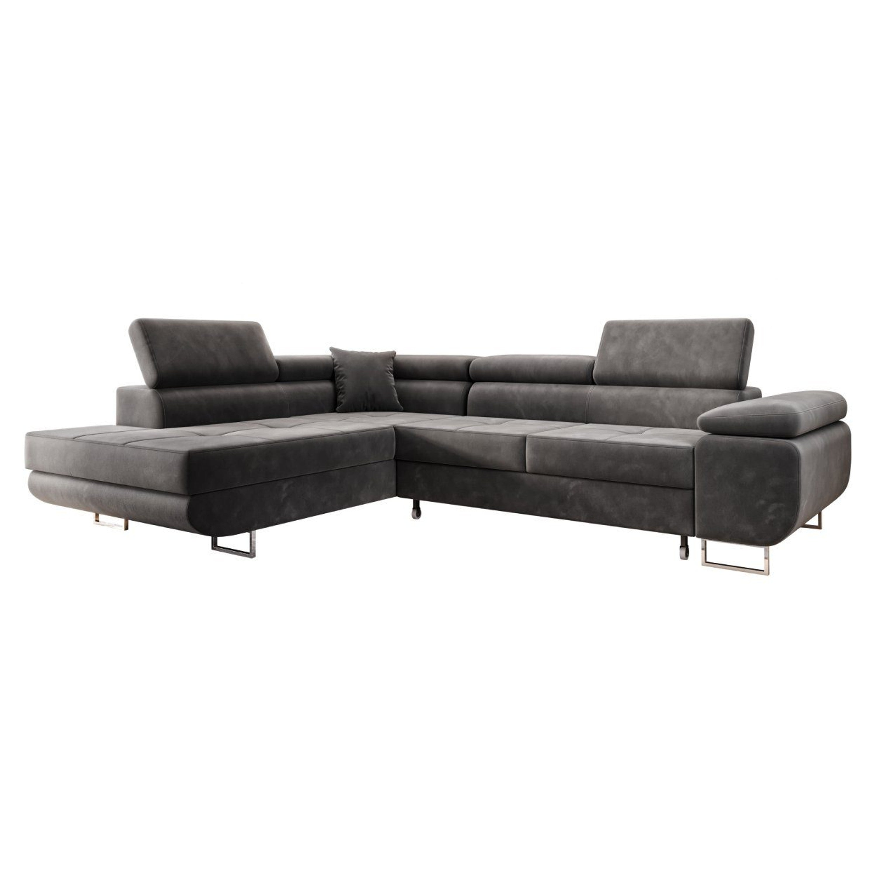 Ecksofa MALTA Samt Grau Ottomane links - Interbed
