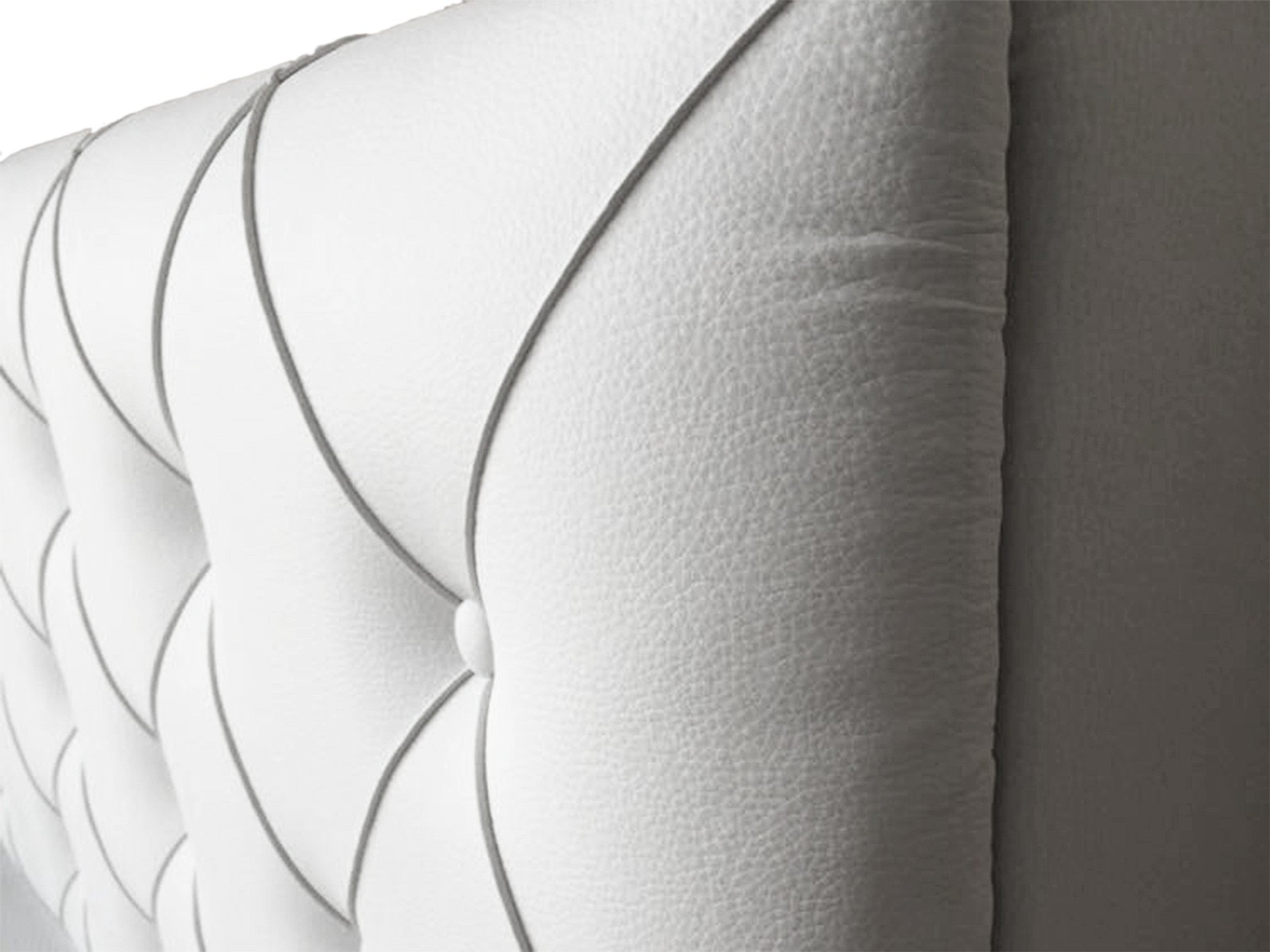 Boxspringbett Turin 180x200 Weiß – Kunstleder, 7-Zonen TFK & 6 cm Topper - Interbed