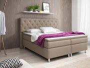 Boxspringbett Turin 180x200 Muddy – Kunstleder, 7‑Zonen & Topper - Interbed