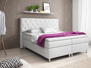 Boxspringbett Turin 180x200 Weiß – Kunstleder, 7-Zonen TFK & 6 cm Topper - Interbed
