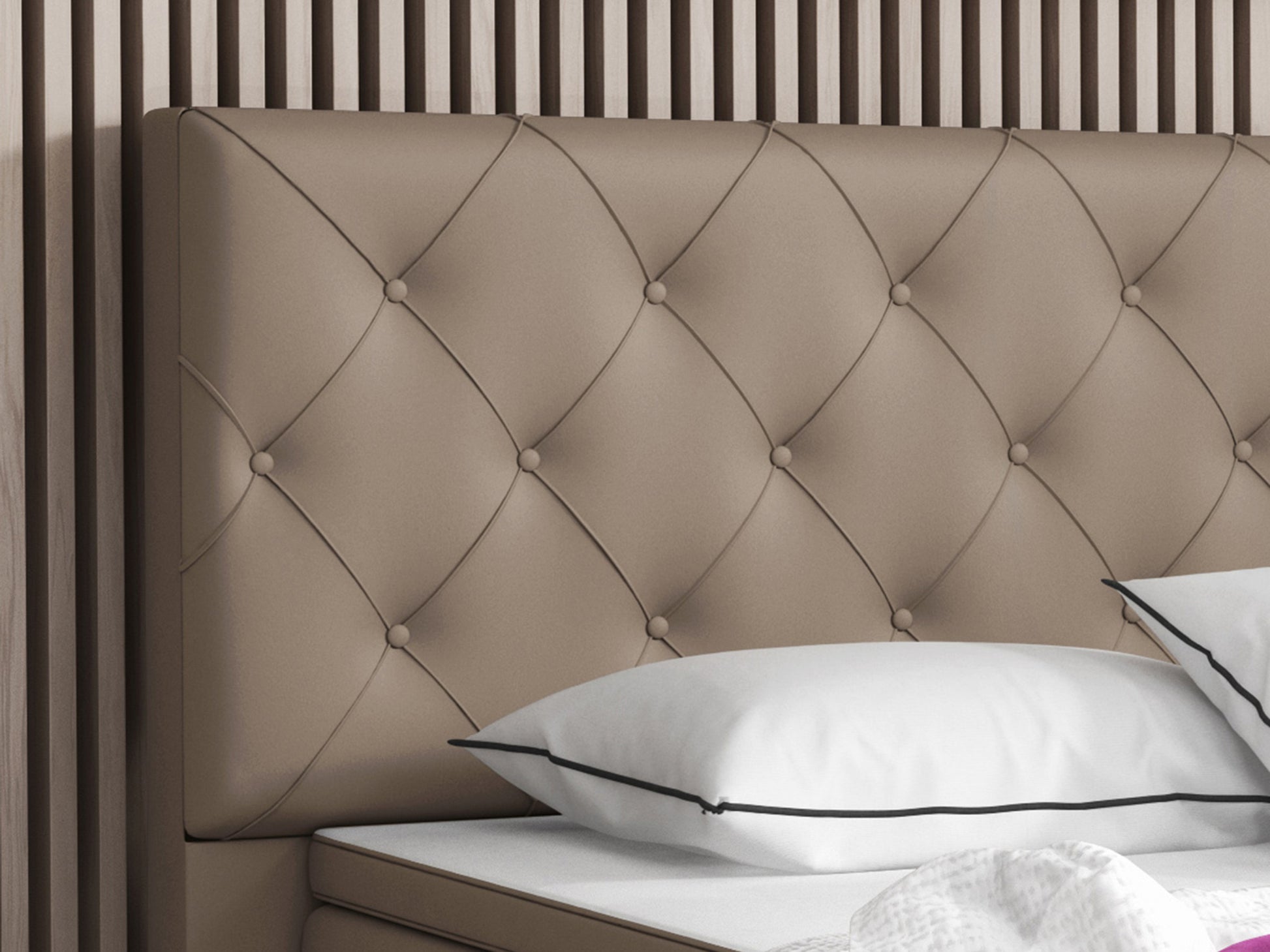 Boxspringbett Turin 180x200 Muddy – Kunstleder, 7‑Zonen & Topper - Interbed
