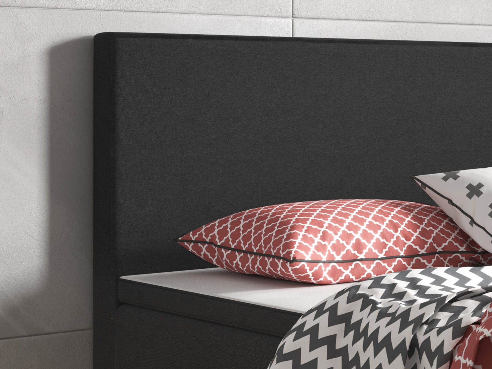 Boxspringbett B002 180x200 Anthrazit – Webstoff & PU-Topper - Interbed