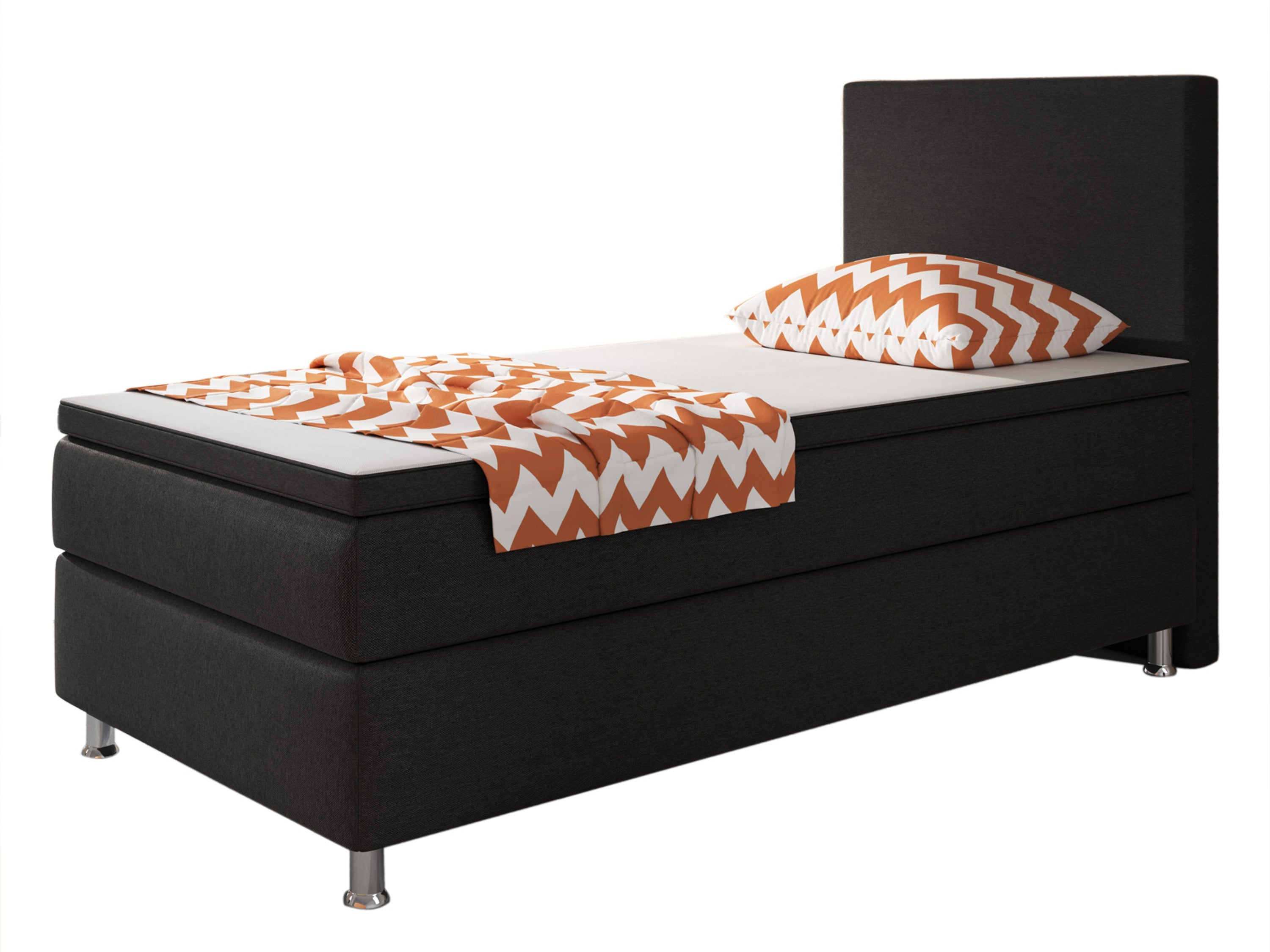 Boxspringbett Berlin 90x200 cm Webstoff Schwarz Boxspring Optik - Interbed