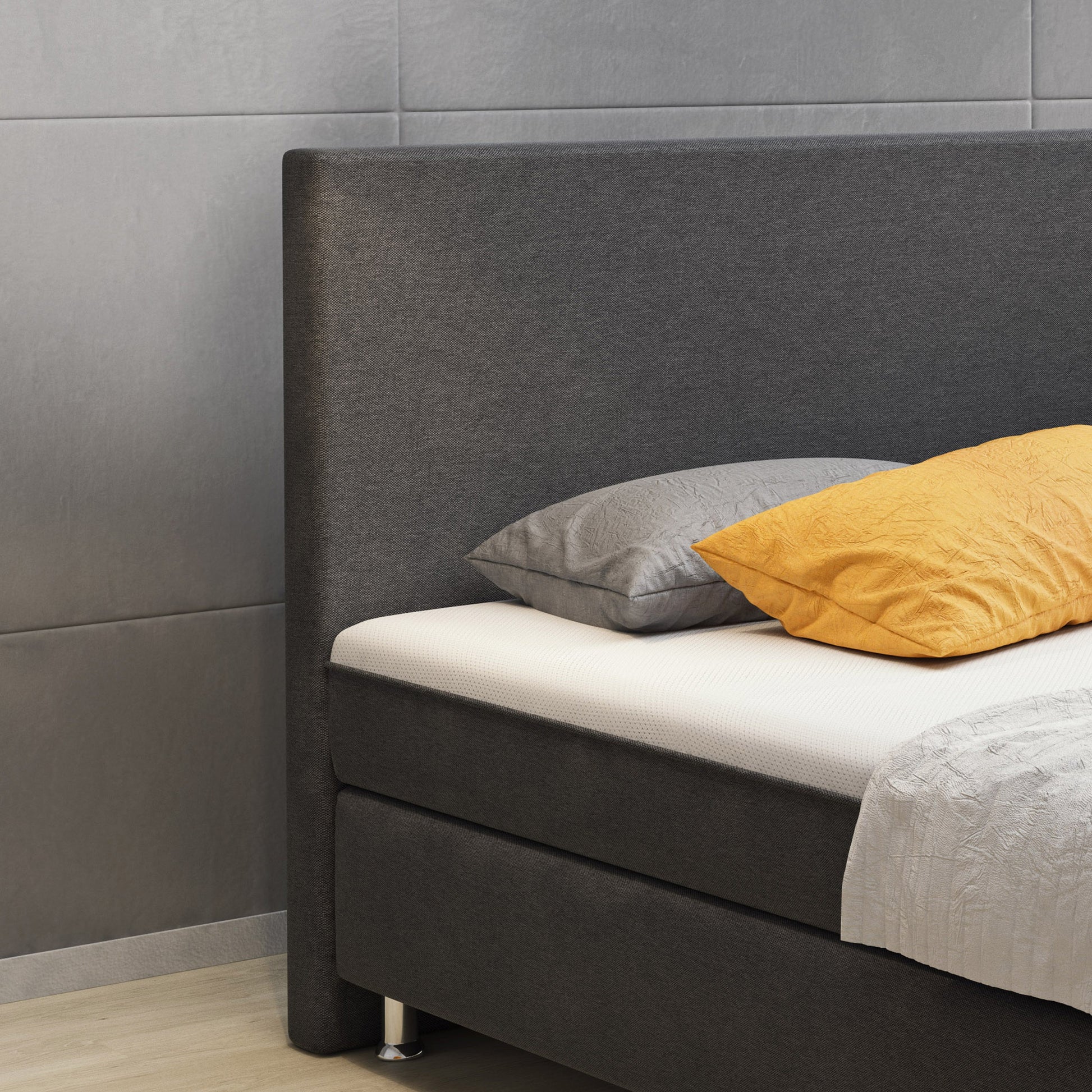 Boxspringbett B008 180x200 cm Anthrazit mit Topper-Optik - Interbed