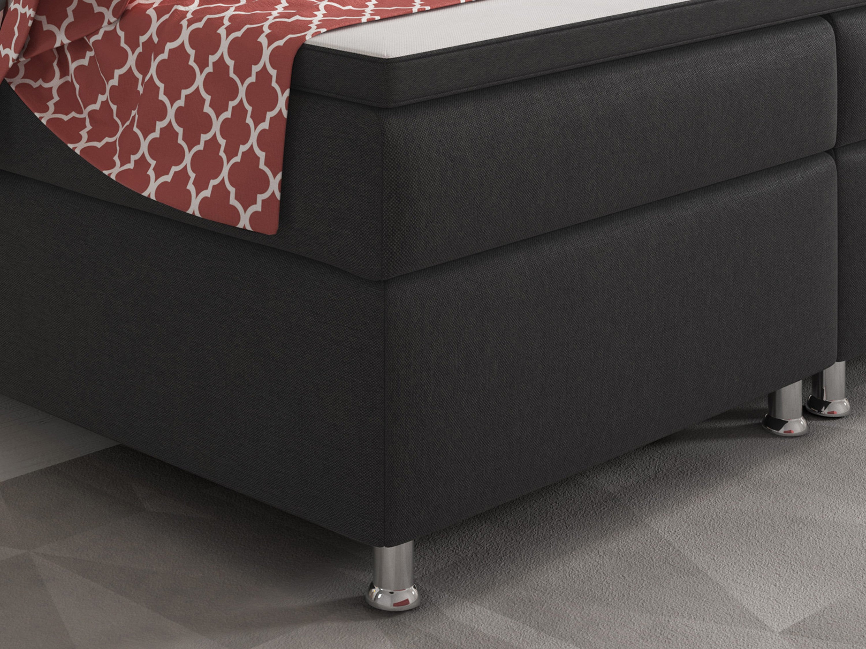 Boxspringbett Berlin 90x200 cm Webstoff Antrazit Boxspring Optik - Interbed