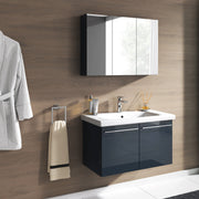 Badmöbel Set Corsica 2‑tlg. 80 cm – Anthrazit Hochglanz, inkl. Keramik-Waschbecken