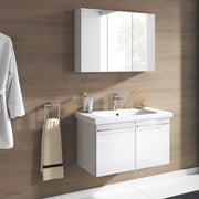 Badmöbel Set Corsica 2-tlg. Hochglanz Weiß – Spiegelschrank & Waschbecken 80 cm