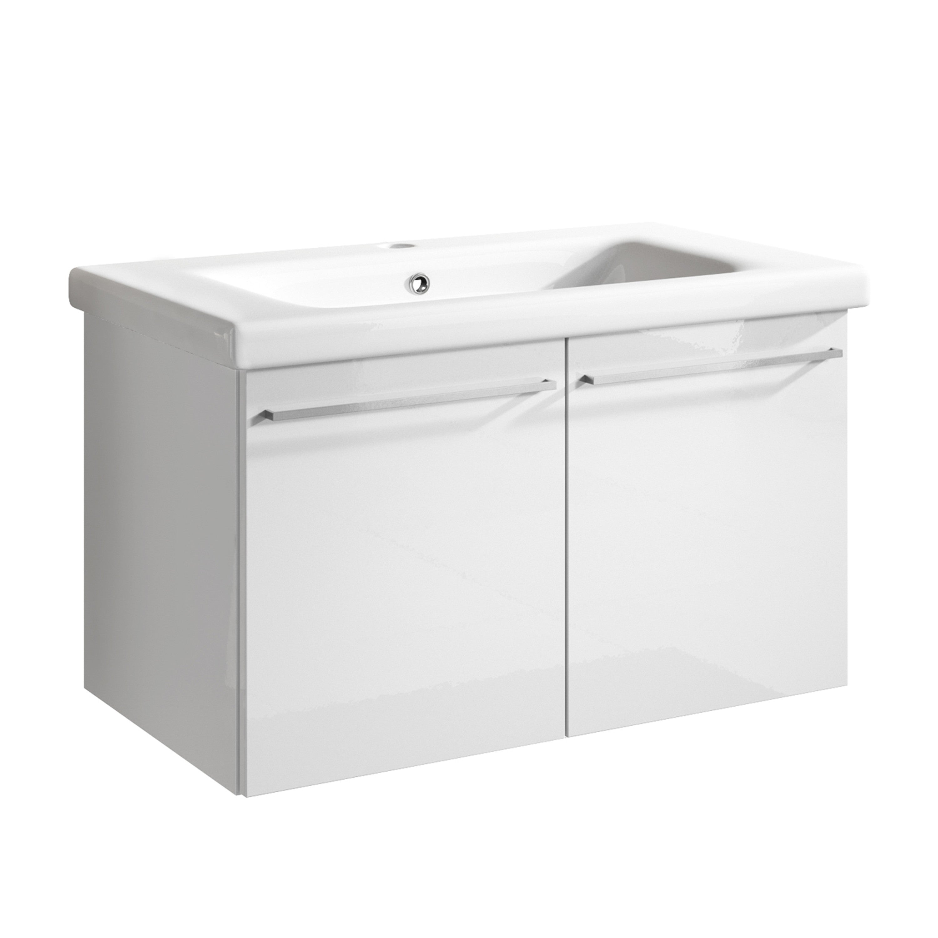 Badmöbel Set Corsica 2-tlg. Hochglanz Weiß – Spiegelschrank & Waschbecken 80 cm