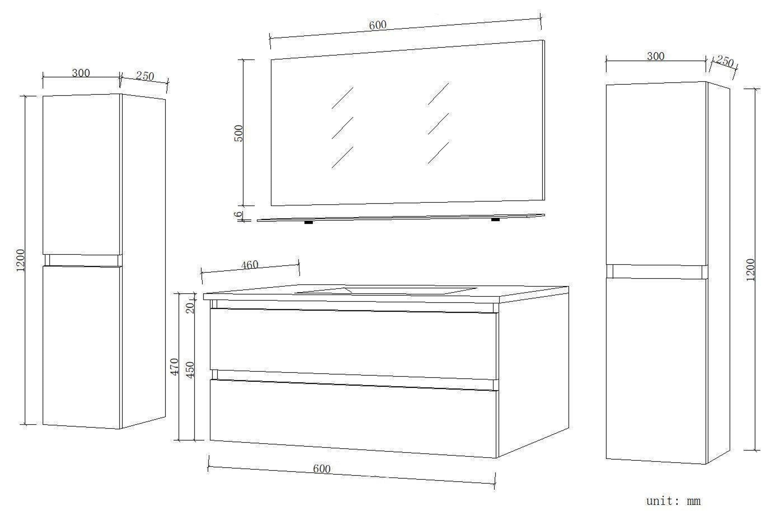 Badmöbel Set Kairo 4-teilig 60 cm Weiß - Interbed