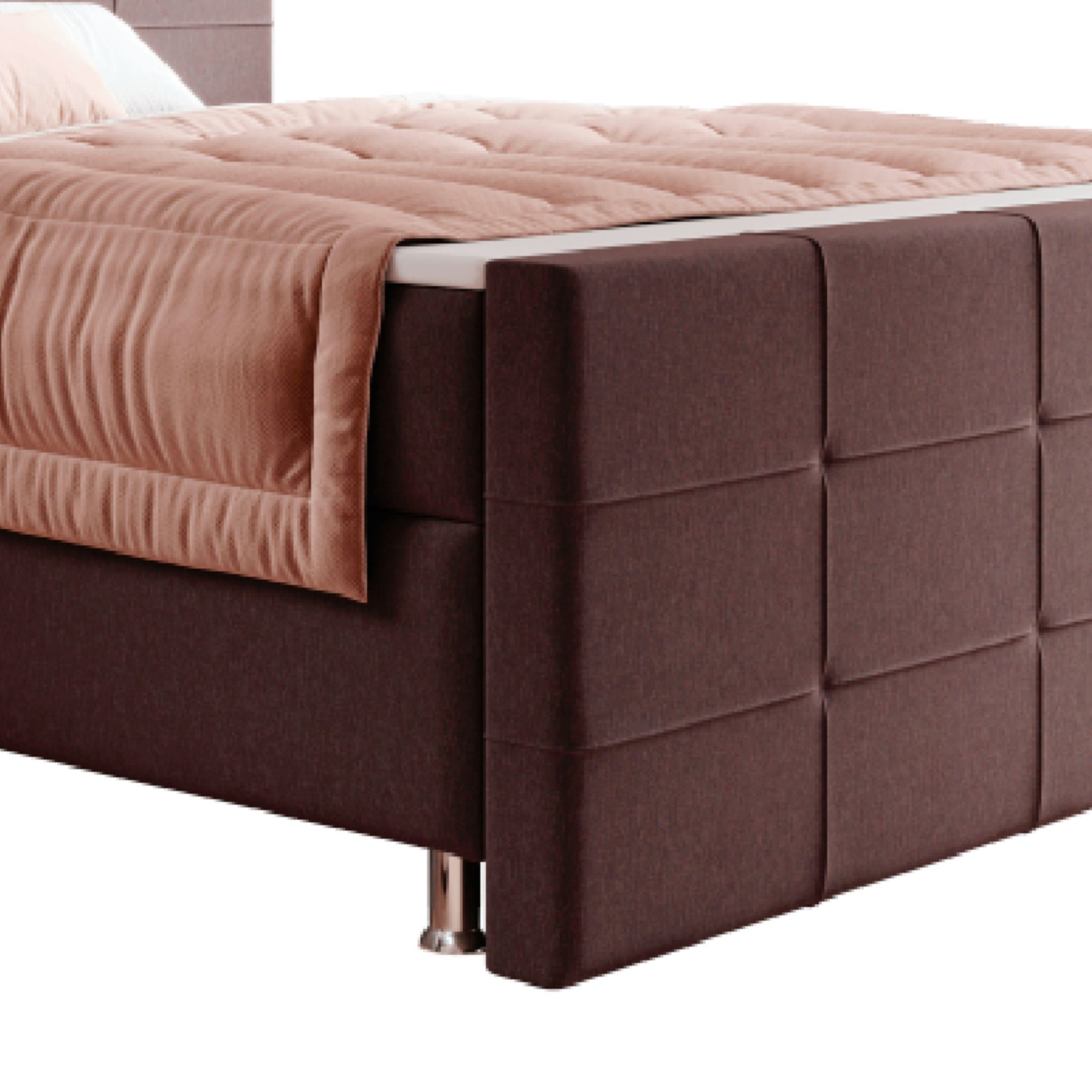 Boxspringbett F004 180x200 cm Webstoff Braun – Visco‑Topper & 7‑Zonen - Interbed