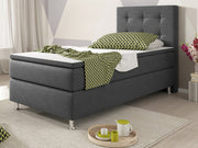Boxspringbett Köln 90x200 cm – Webstoff Anthrazit mit PU-Topper - Interbed