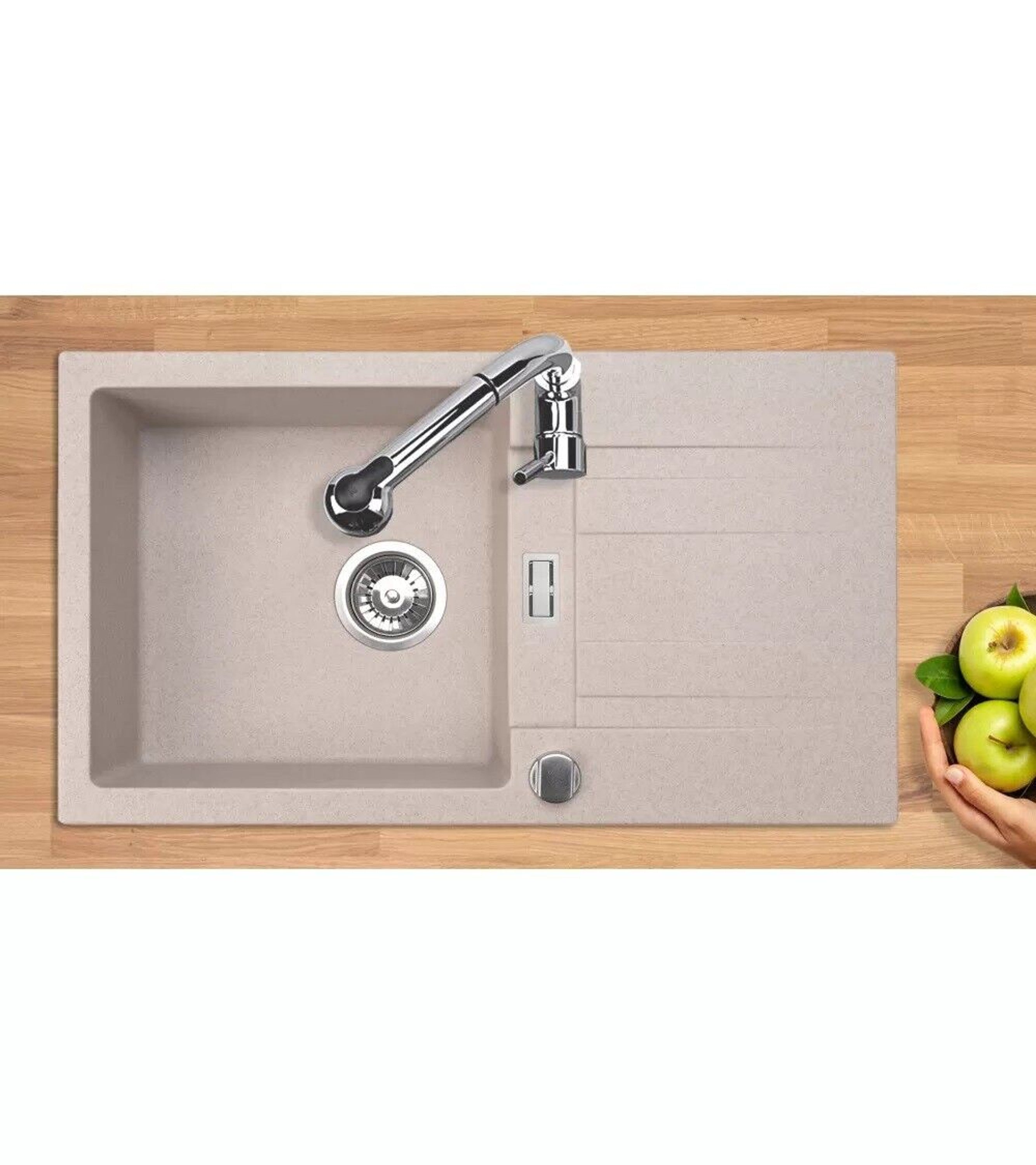 Granitspüle Küchenspüle Granit Siphon Einbauspüle Spülbecken Granit 76x44 ROM Sand - Interbed
